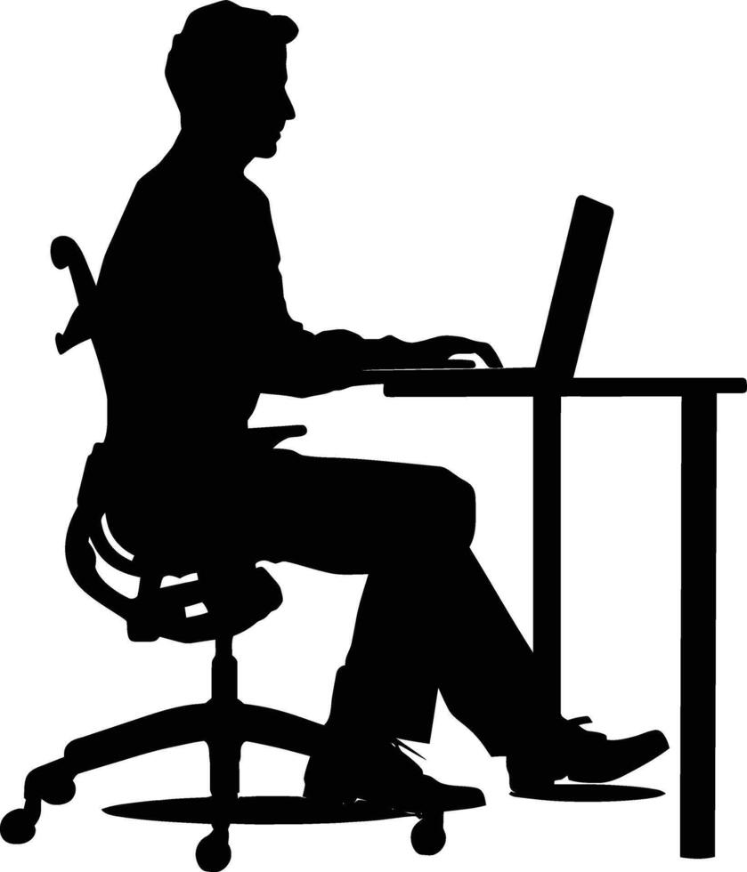 ai generado silueta oficina escritorio con ordenador portátil personas trabajo dentro vector