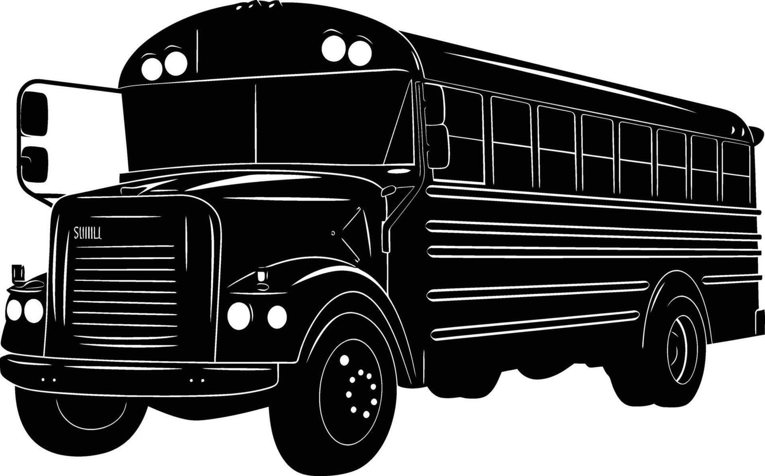 AI generated Silhouette school bus black color only vector