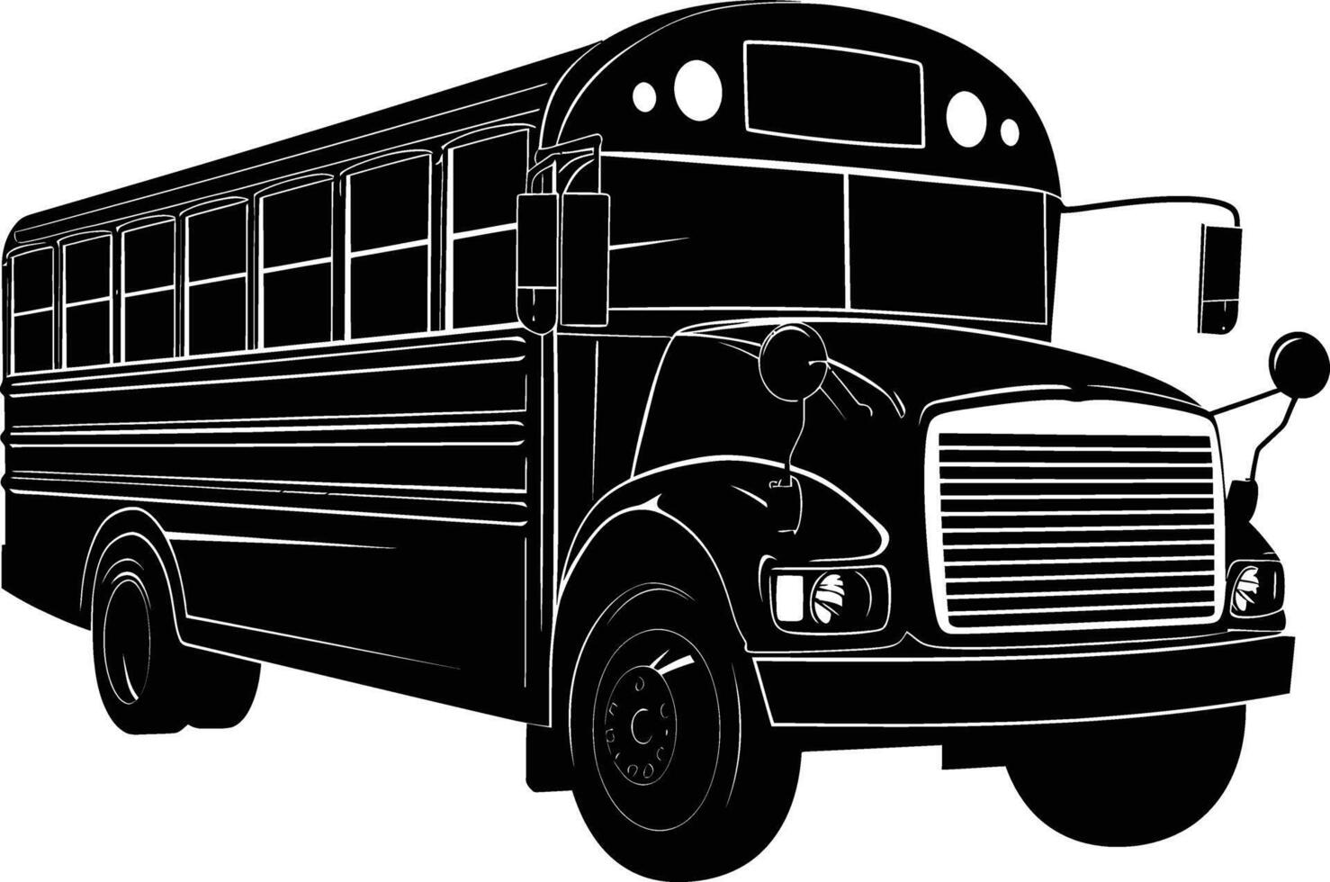 AI generated Silhouette school bus black color only vector