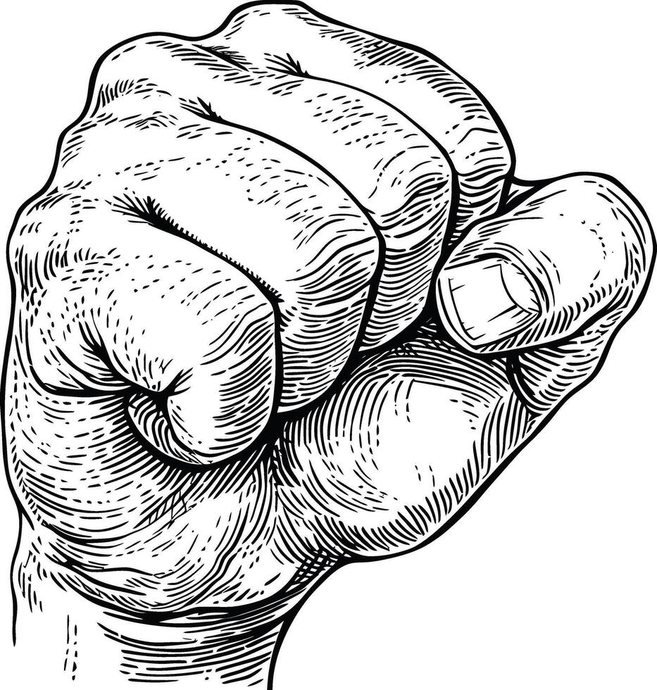 AI generated hand gesture in old engraving style for drawing reference vector