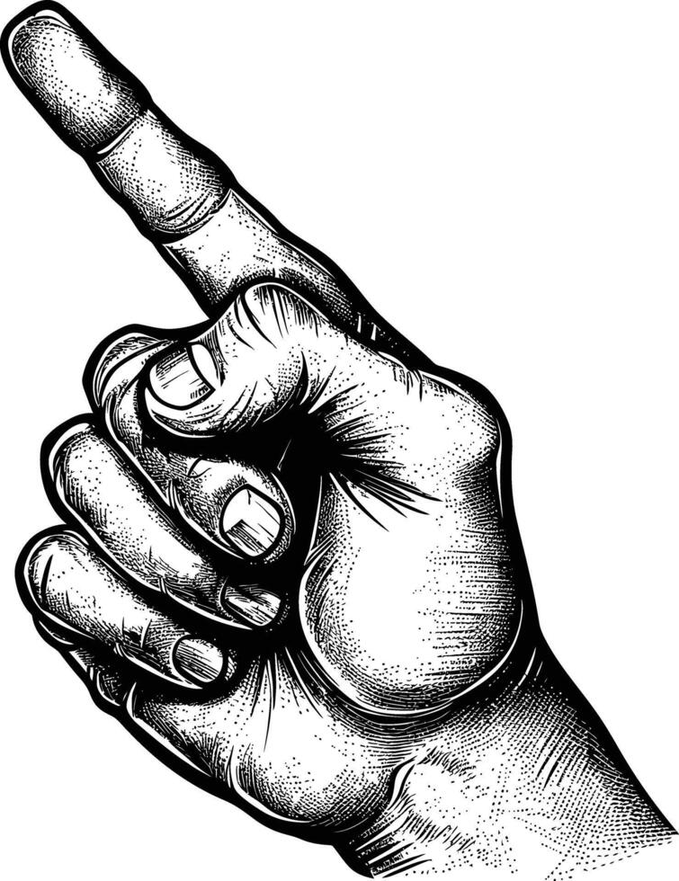 AI generated hand gesture in old engraving style for drawing reference black color only vector