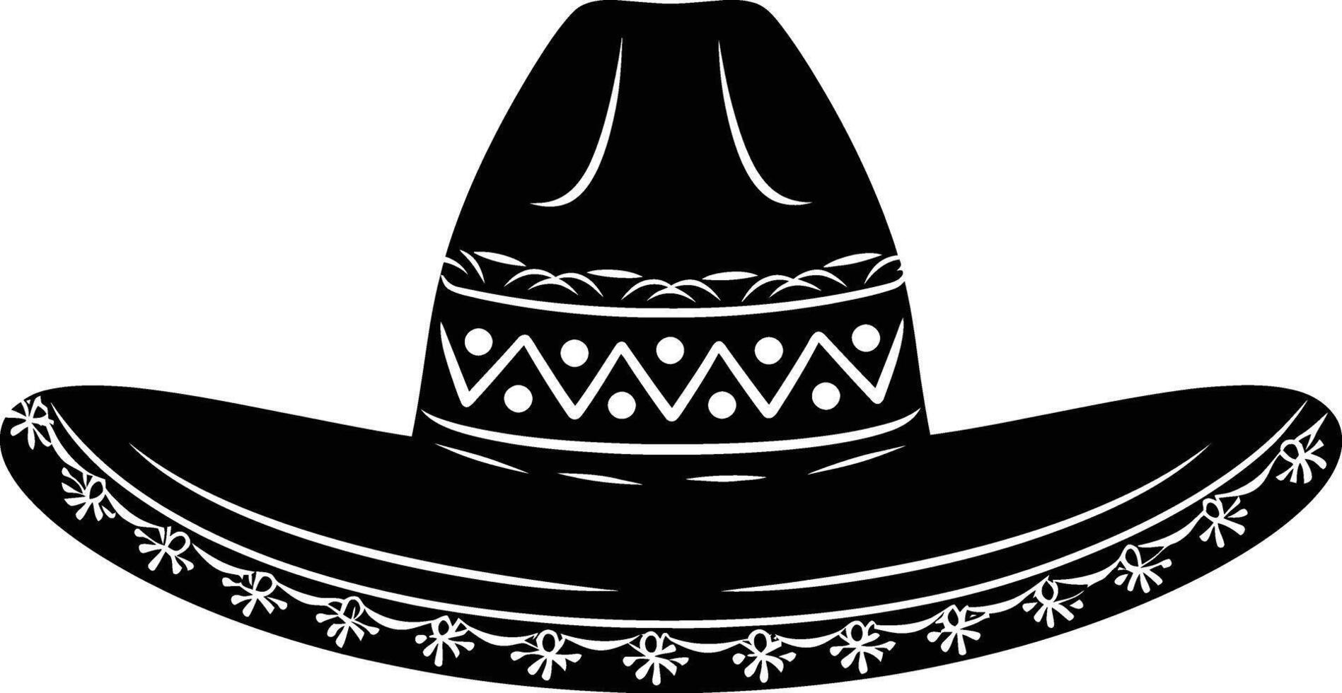 ai generado silueta mexicano sombrero sombrero negro color solamente vector