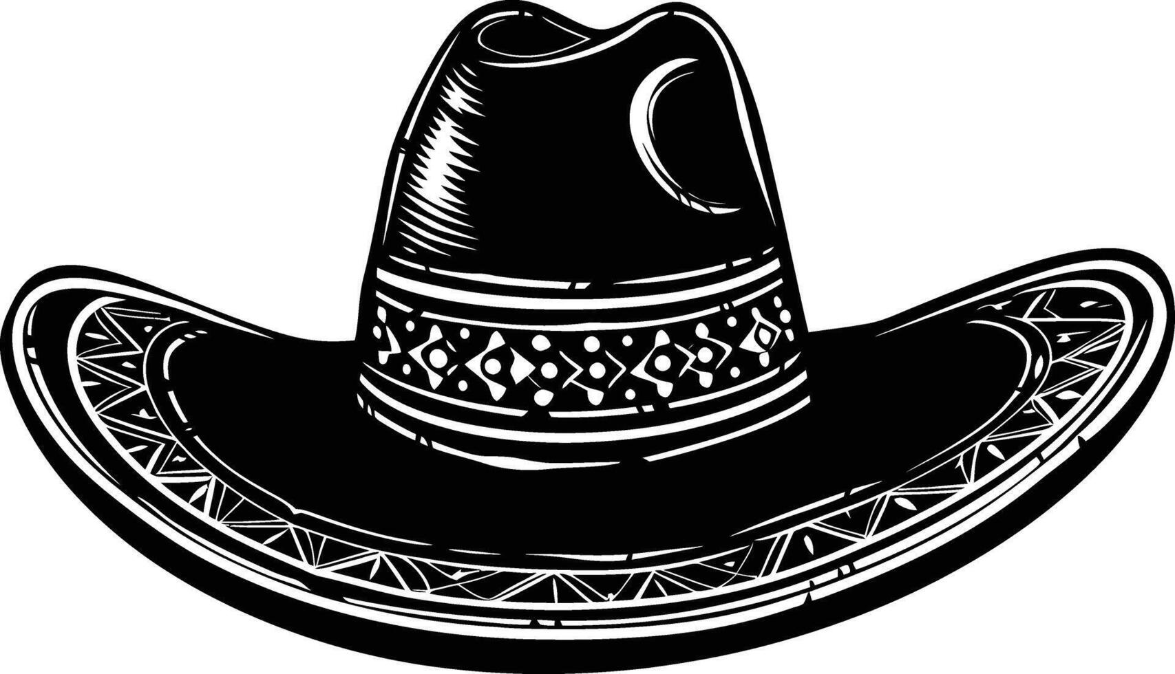 AI generated Silhouette mexican hat sombrero black color only vector