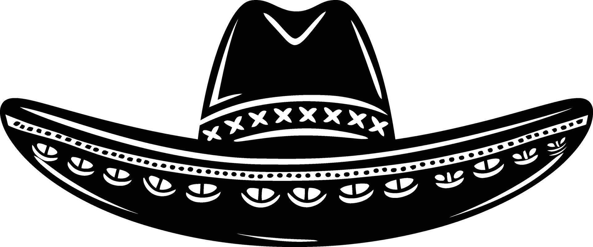 AI generated Silhouette mexican hat sombrero black color only vector