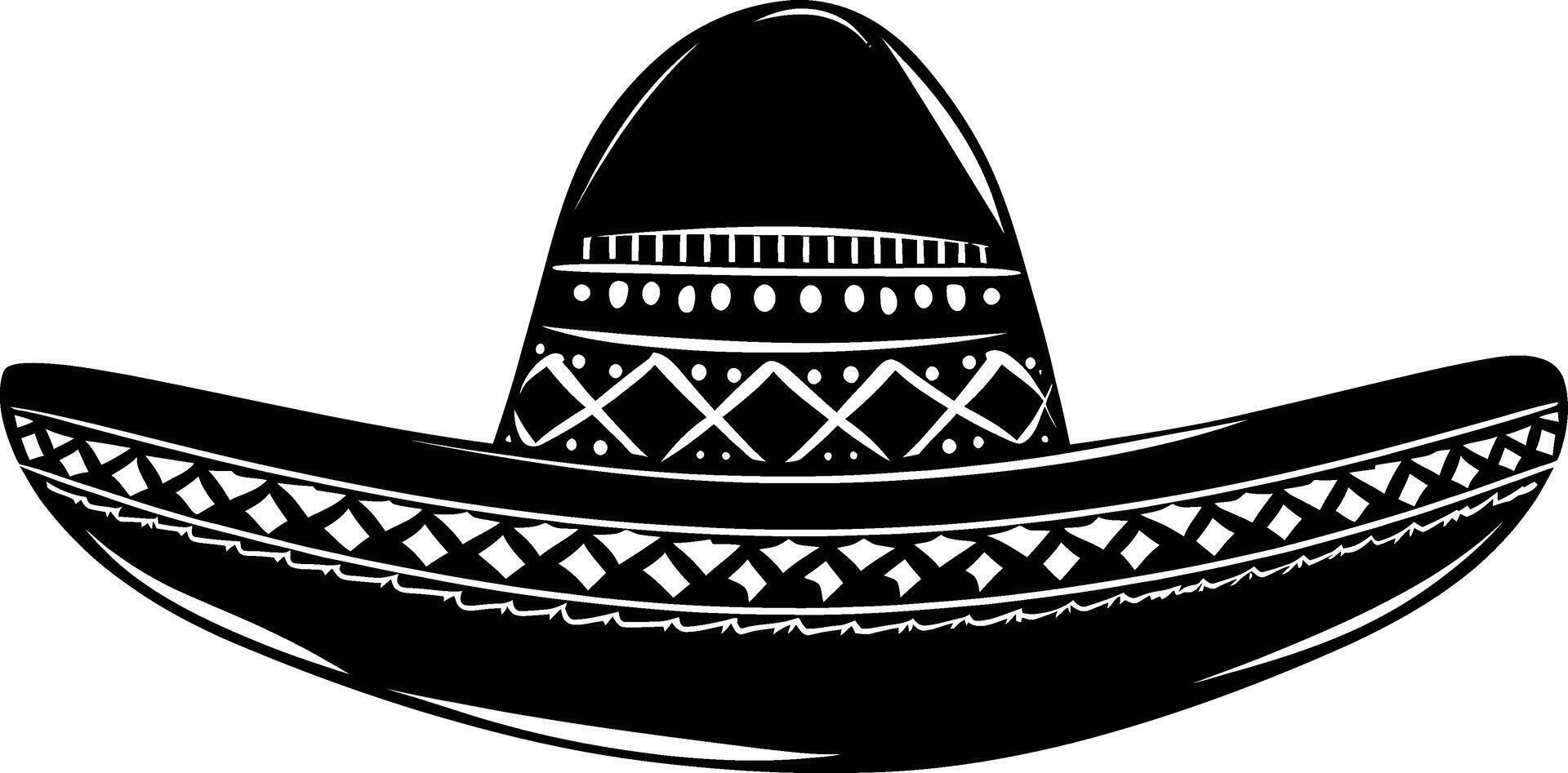 AI generated Silhouette mexican hat sombrero black color only vector
