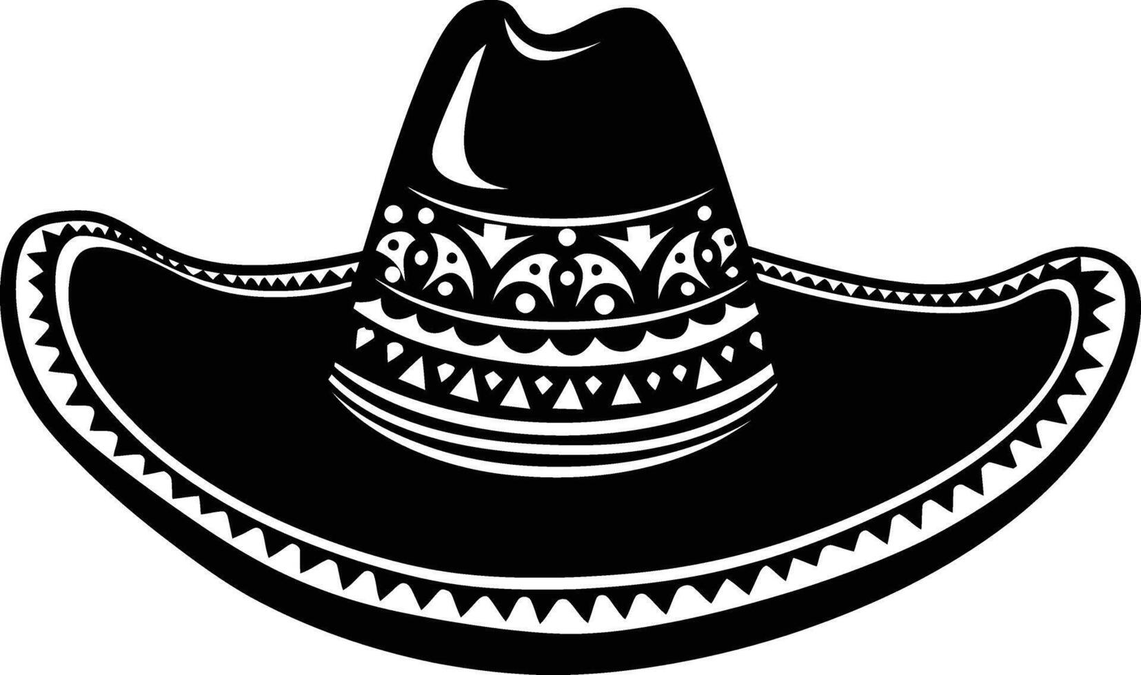 AI generated Silhouette mexican hat sombrero black color only vector