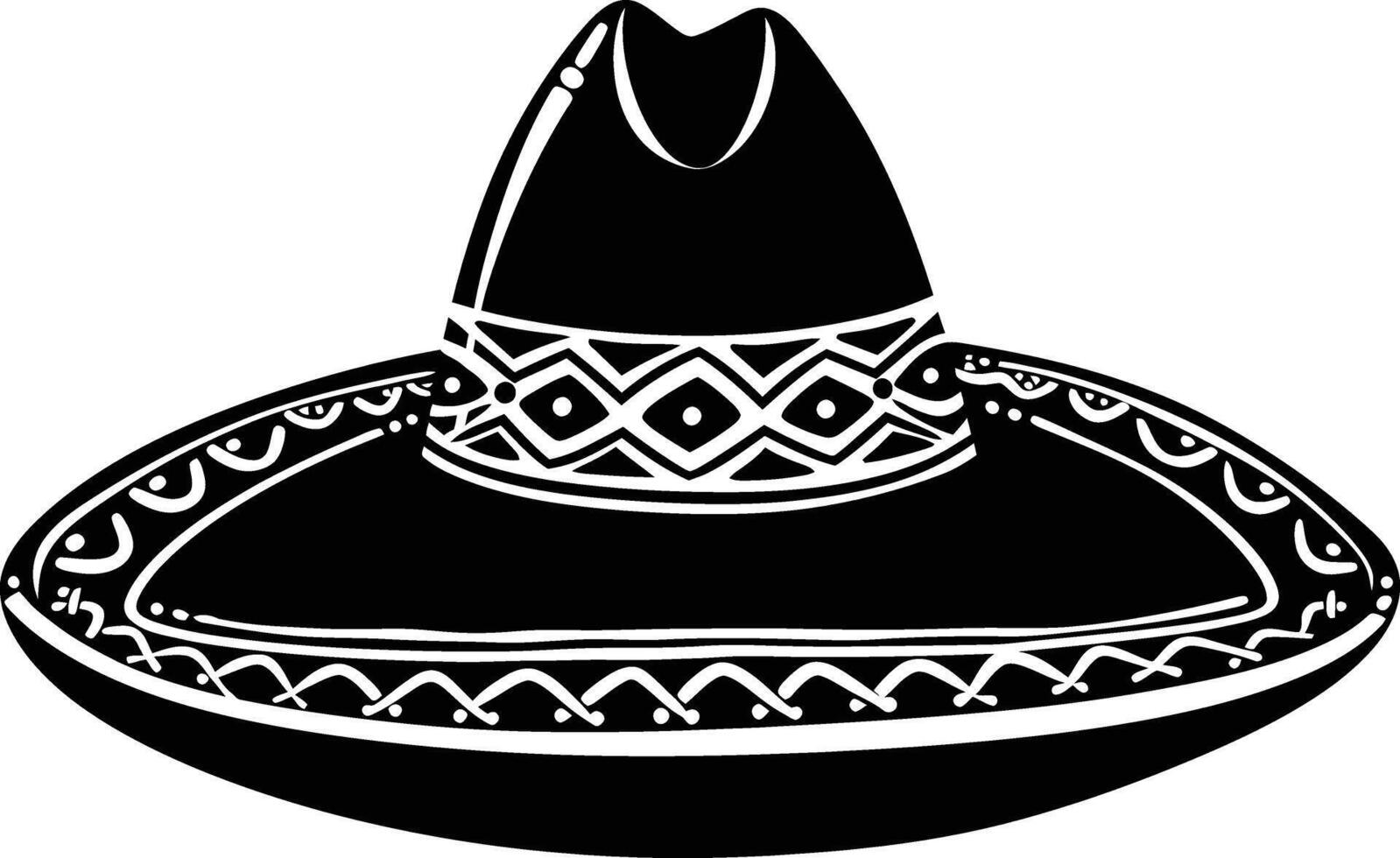 AI generated Silhouette mexican hat sombrero black color only vector