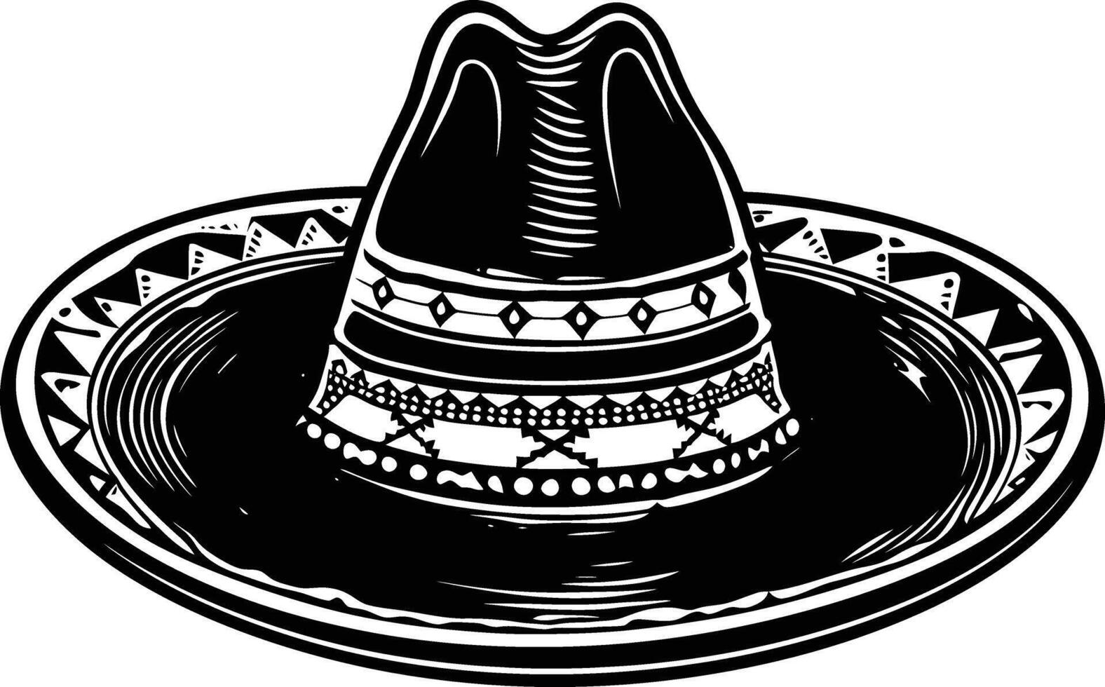 AI generated Silhouette mexican hat sombrero black color only vector