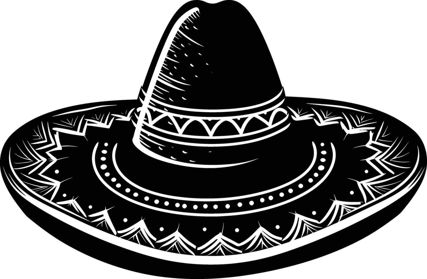 AI generated Silhouette mexican hat sombrero black color only vector