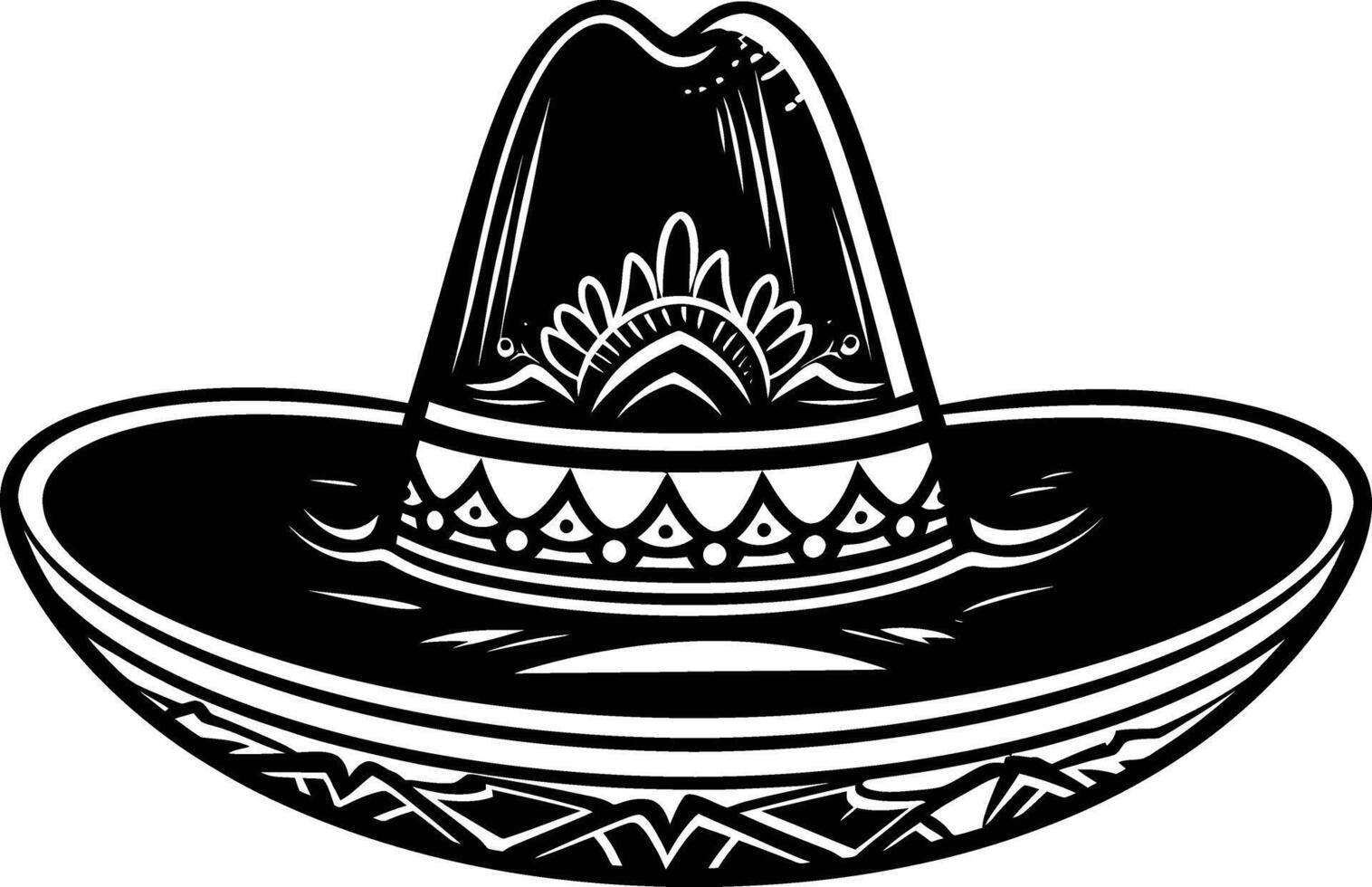 AI generated Silhouette mexican hat sombrero black color only vector