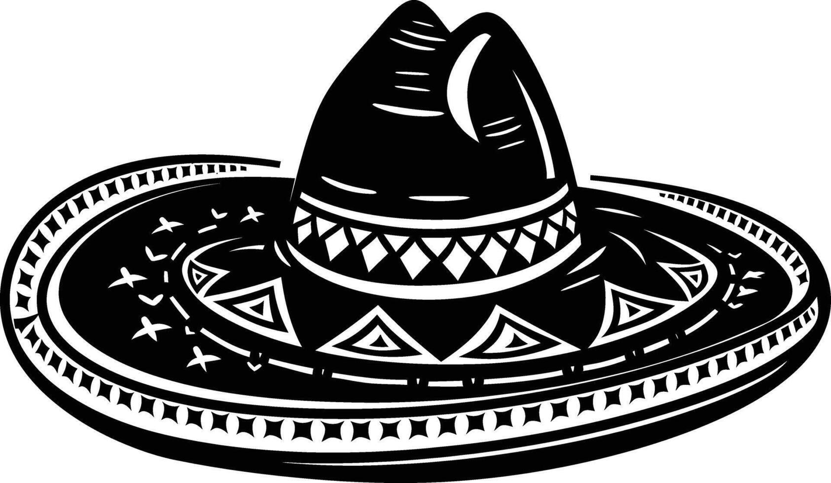 AI generated Silhouette mexican hat sombrero black color only vector