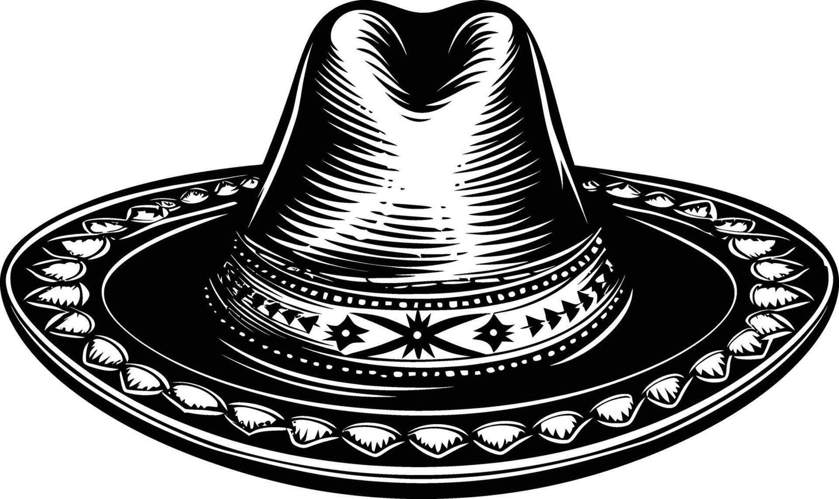 ai generado silueta mexicano sombrero sombrero negro color solamente vector