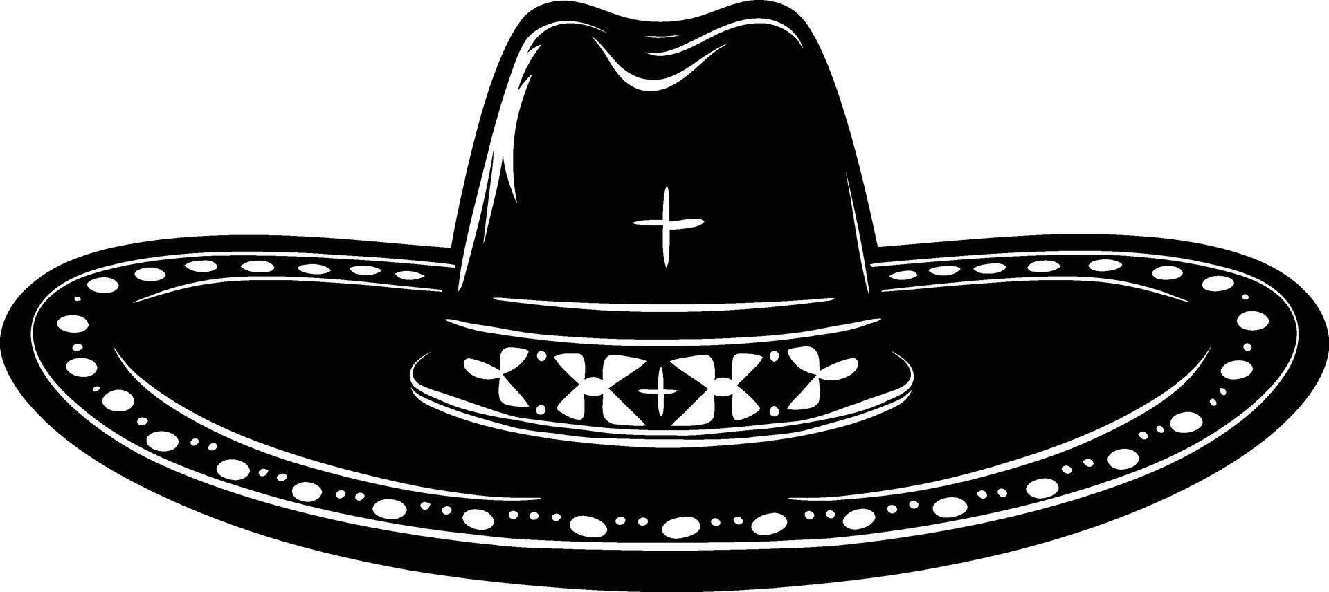 AI generated Silhouette mexican hat sombrero black color only vector