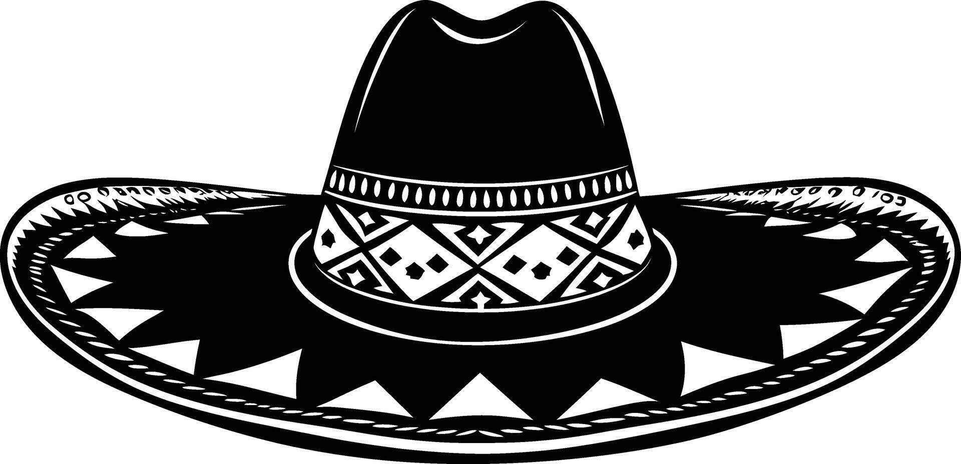 AI generated Silhouette mexican hat sombrero black color only vector