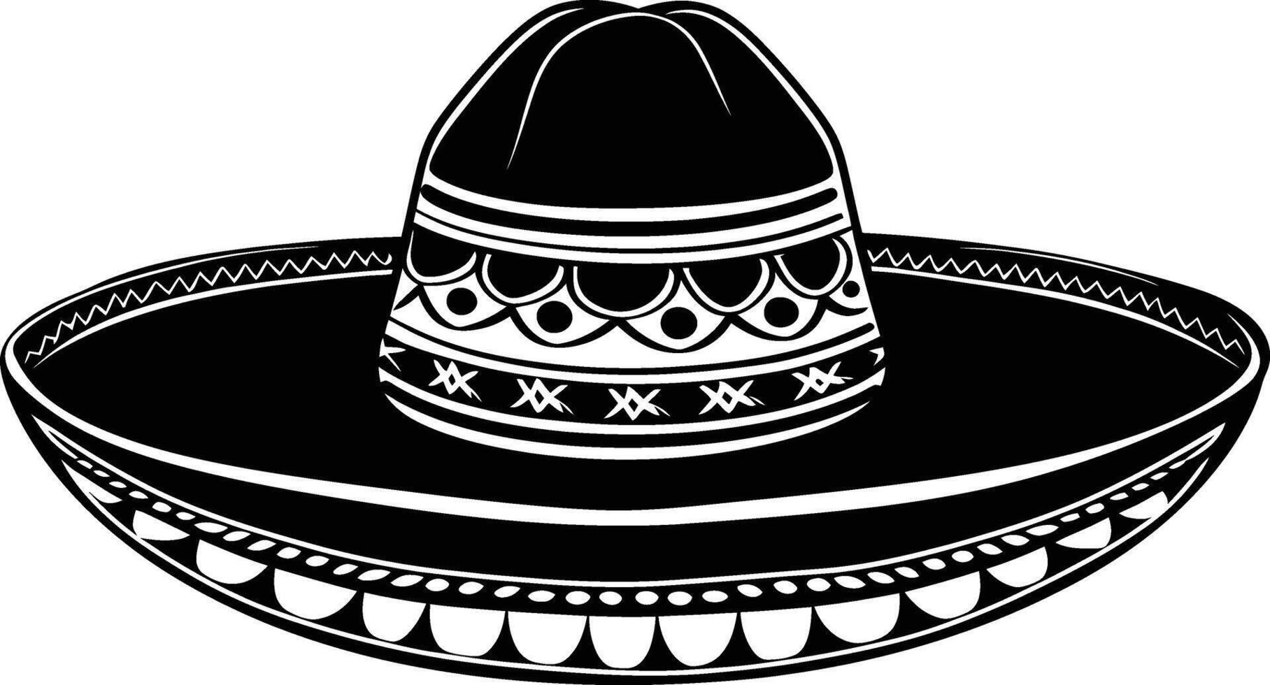 AI generated Silhouette mexican hat sombrero black color only vector