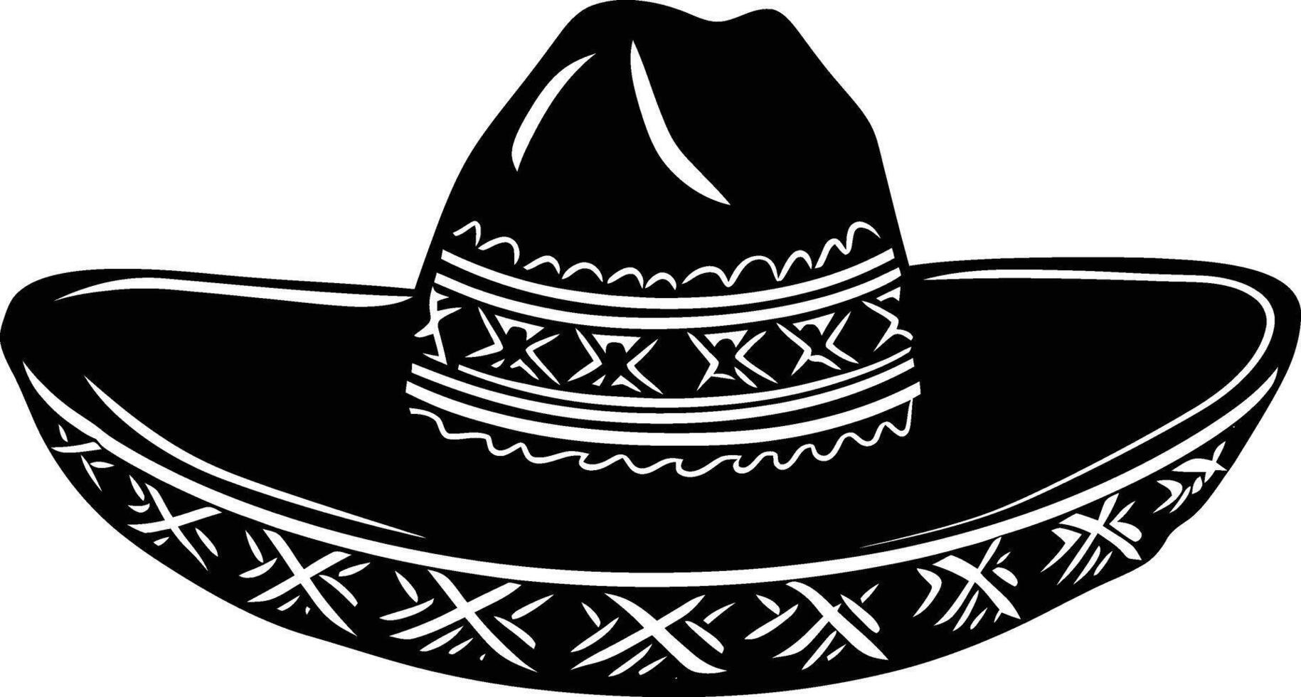 AI generated Silhouette mexican hat sombrero black color only vector