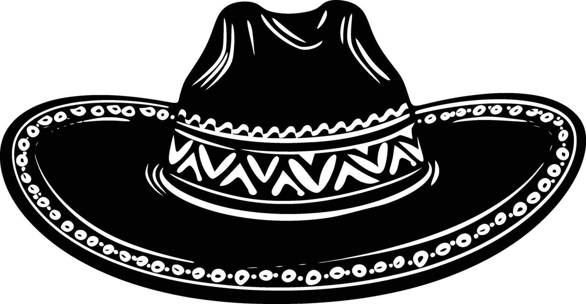 AI generated Silhouette mexican hat sombrero black color only vector