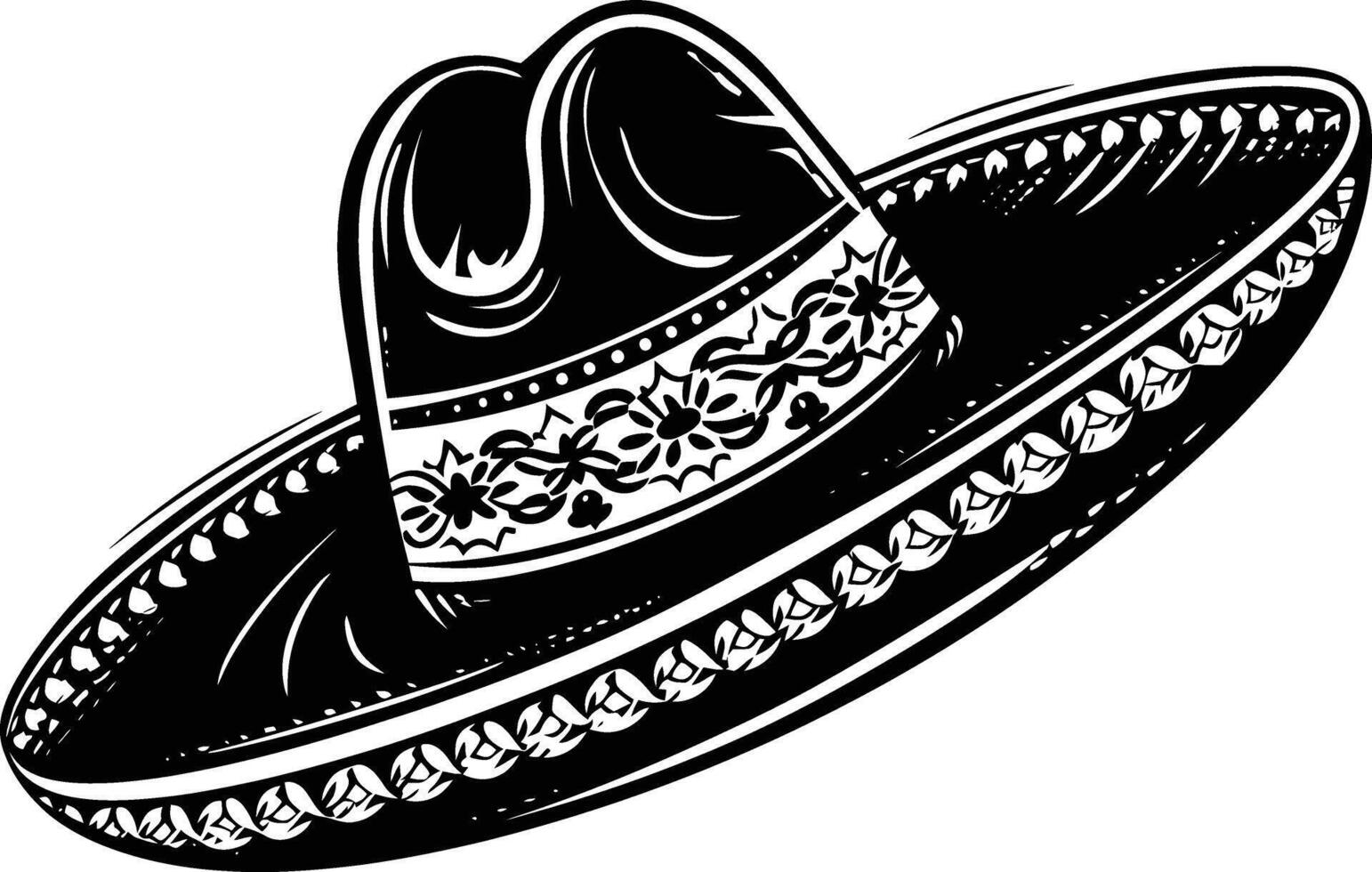AI generated Silhouette mexican hat sombrero black color only vector