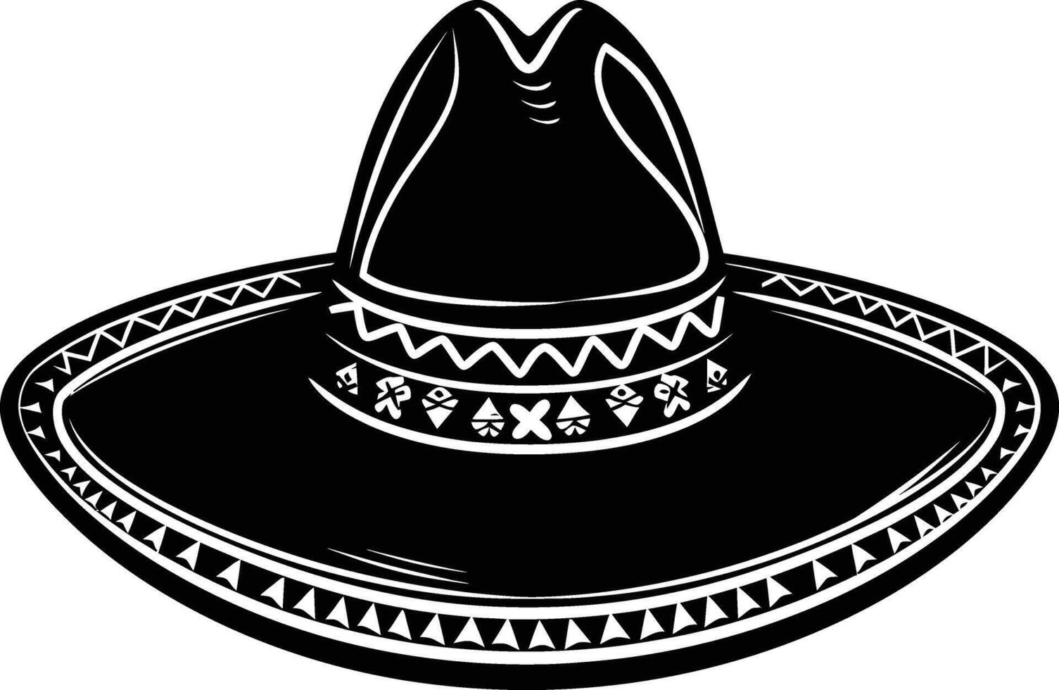 ai generado silueta mexicano sombrero sombrero negro color solamente vector