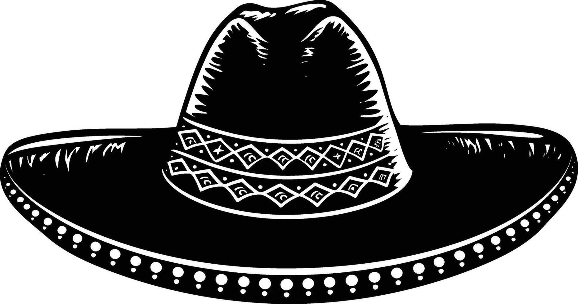 ai generado silueta mexicano sombrero sombrero negro color solamente vector