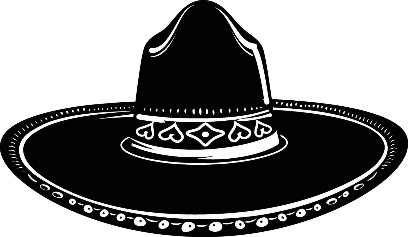 ai generado silueta mexicano sombrero sombrero negro color solamente vector