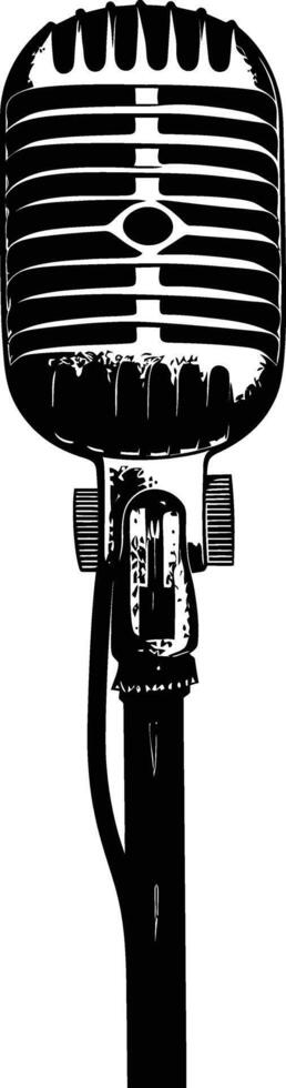 AI generated Silhouette microphone black color only full vector