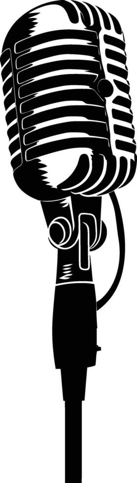 AI generated Silhouette microphone black color only full vector