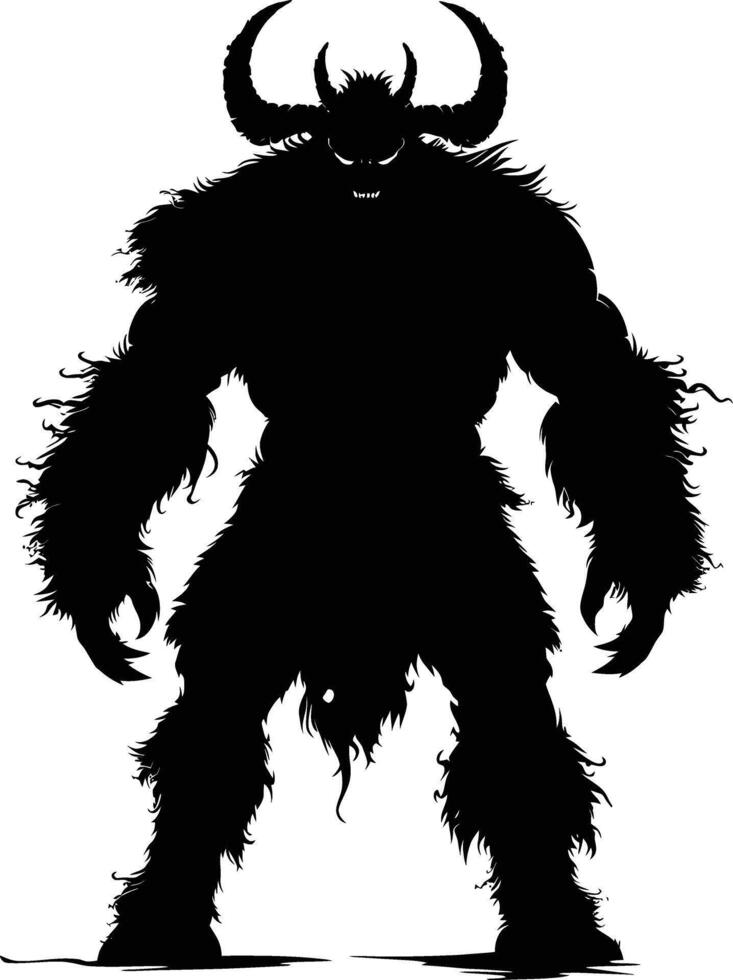 AI generated Silhouette Minotaur the Mythical Creature black color only vector