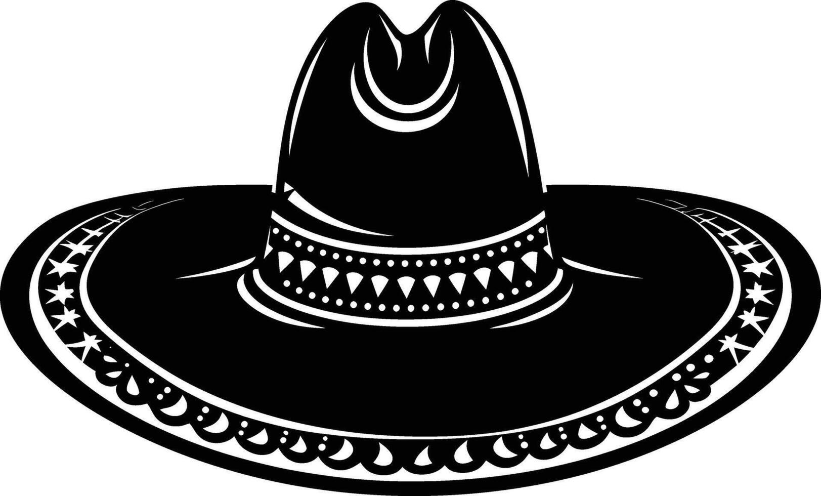 AI generated Silhouette mexican hat sombrero black color only vector