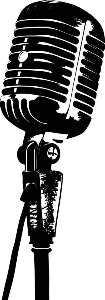 AI generated Silhouette microphone black color only full vector