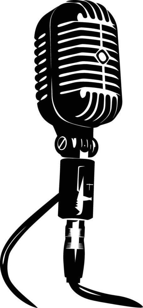 AI generated Silhouette microphone black color only full vector