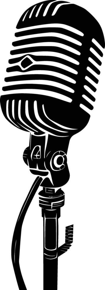 AI generated Silhouette microphone black color only full vector