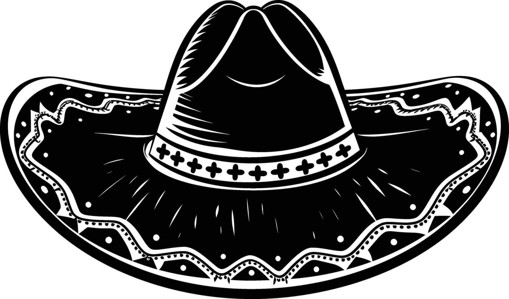 AI generated Silhouette mexican hat sombrero black color only vector