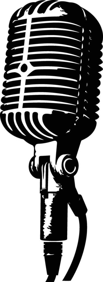 AI generated Silhouette microphone black color only full vector
