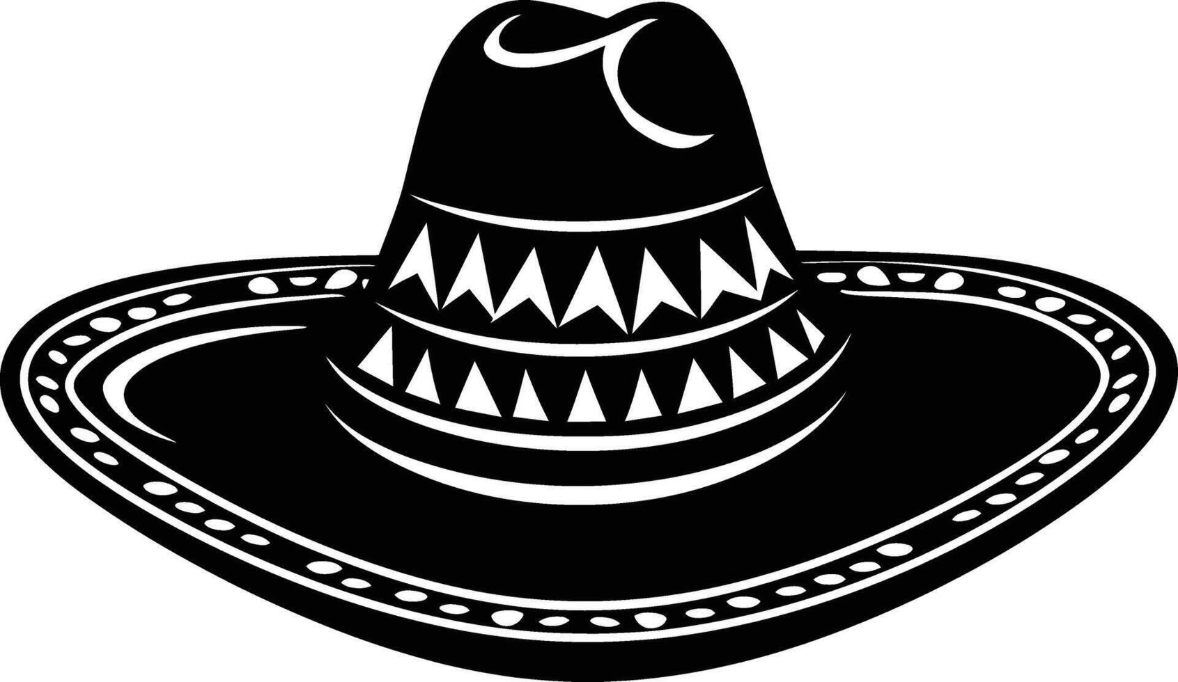 AI generated Silhouette mexican hat sombrero black color only vector