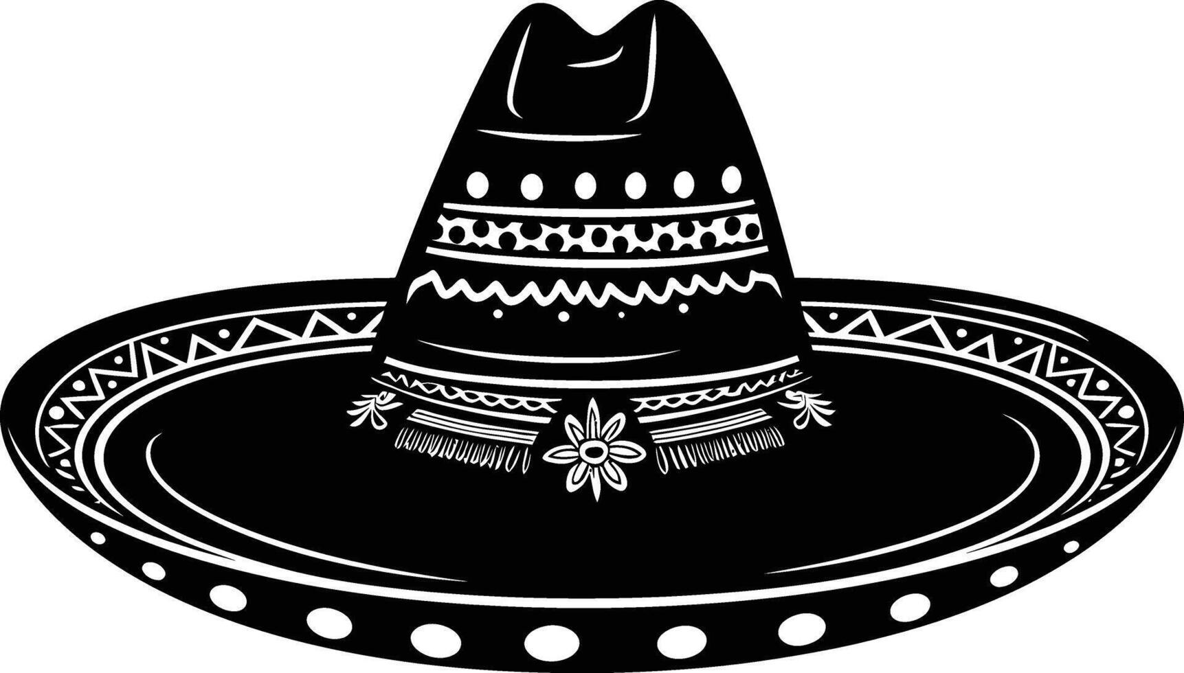 ai generado silueta mexicano sombrero sombrero negro color solamente vector