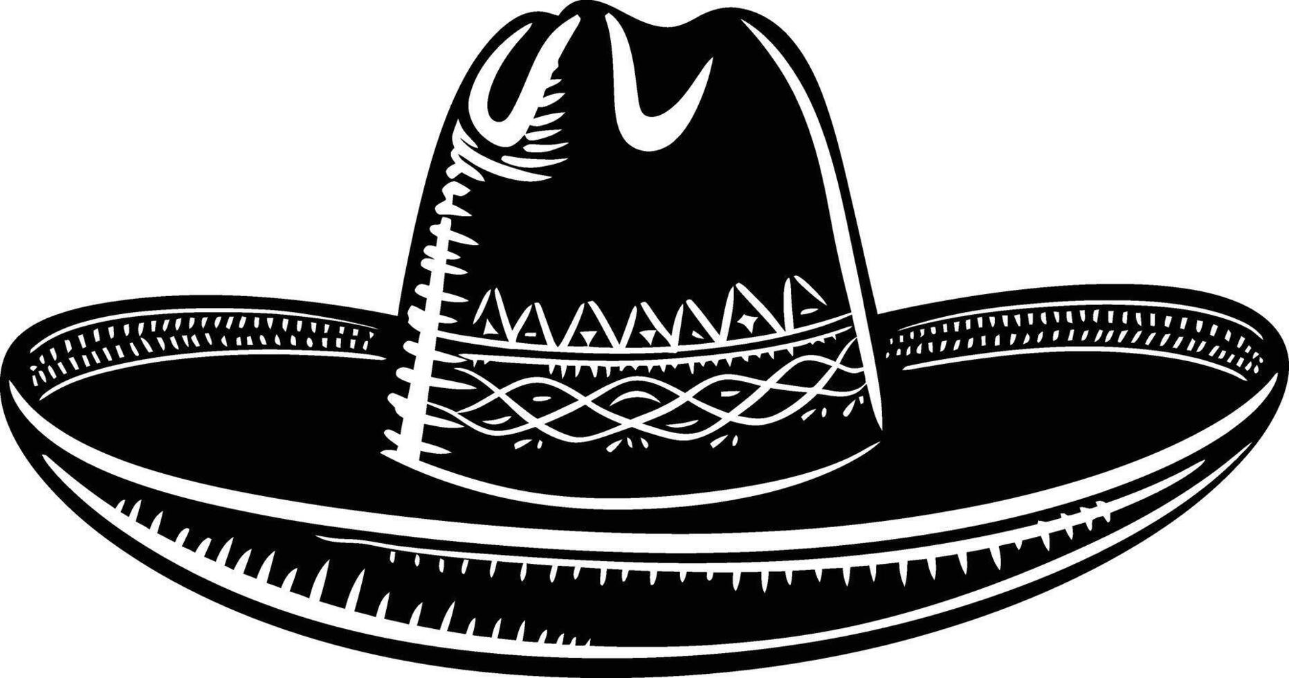 AI generated Silhouette mexican hat sombrero black color only vector