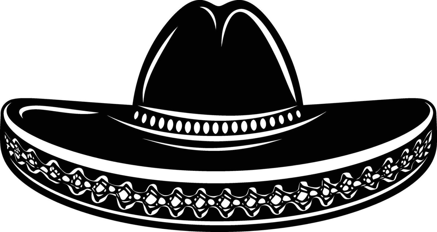 ai generado silueta mexicano sombrero sombrero negro color solamente vector