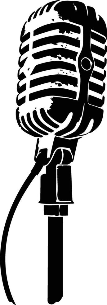 AI generated Silhouette microphone black color only full vector