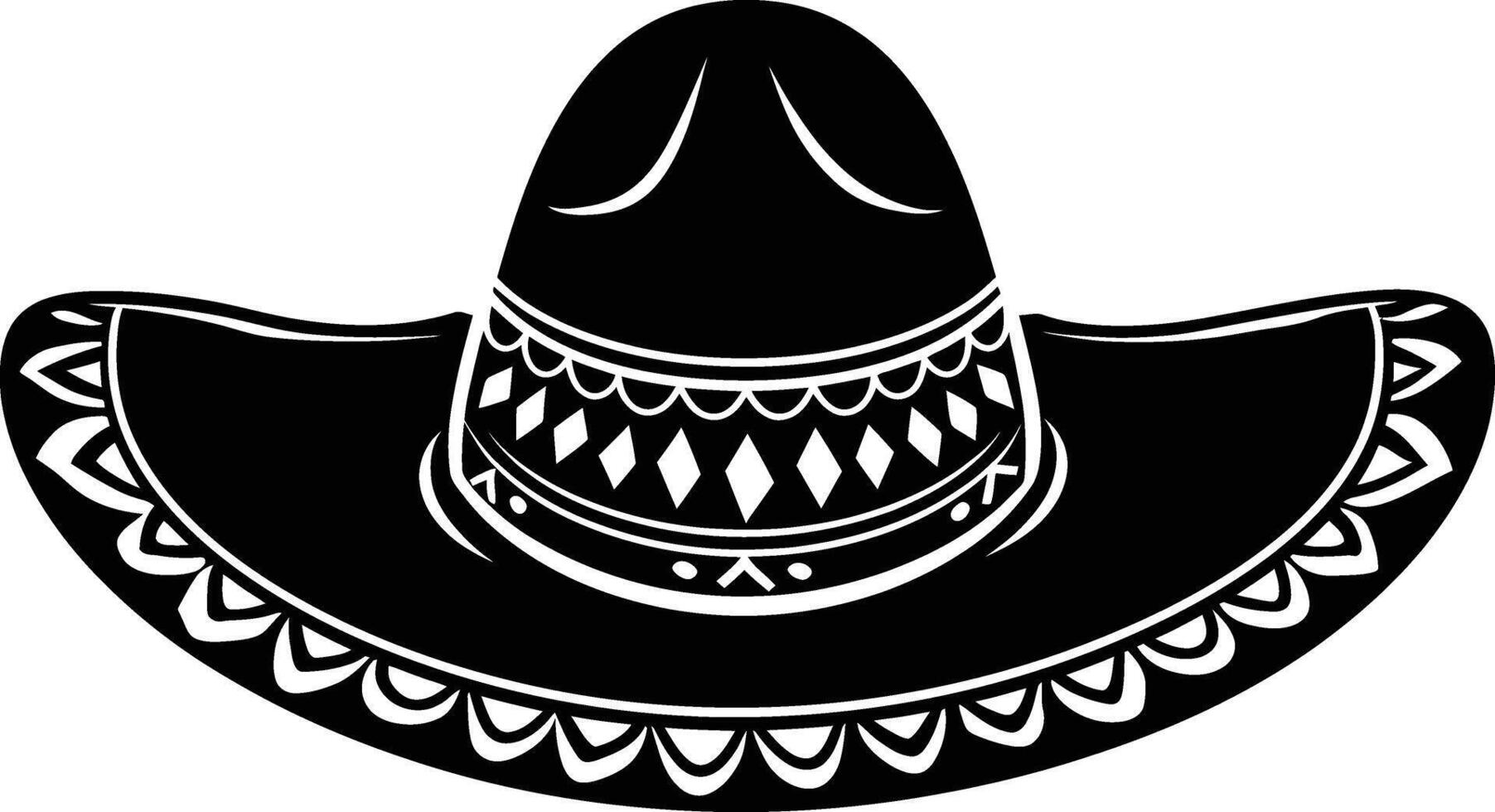 AI generated Silhouette mexican hat sombrero black color only vector