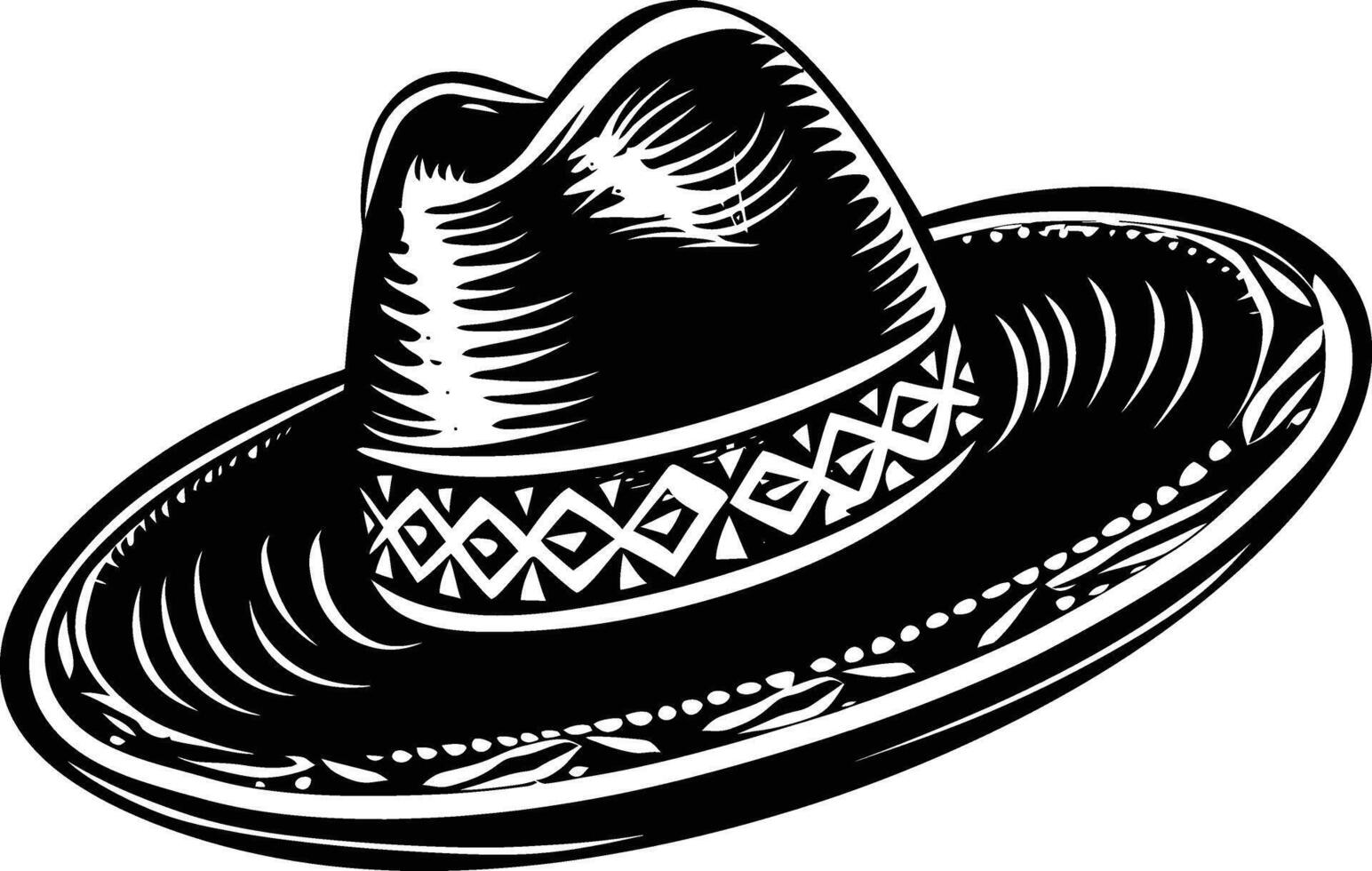 AI generated Silhouette mexican hat sombrero black color only vector