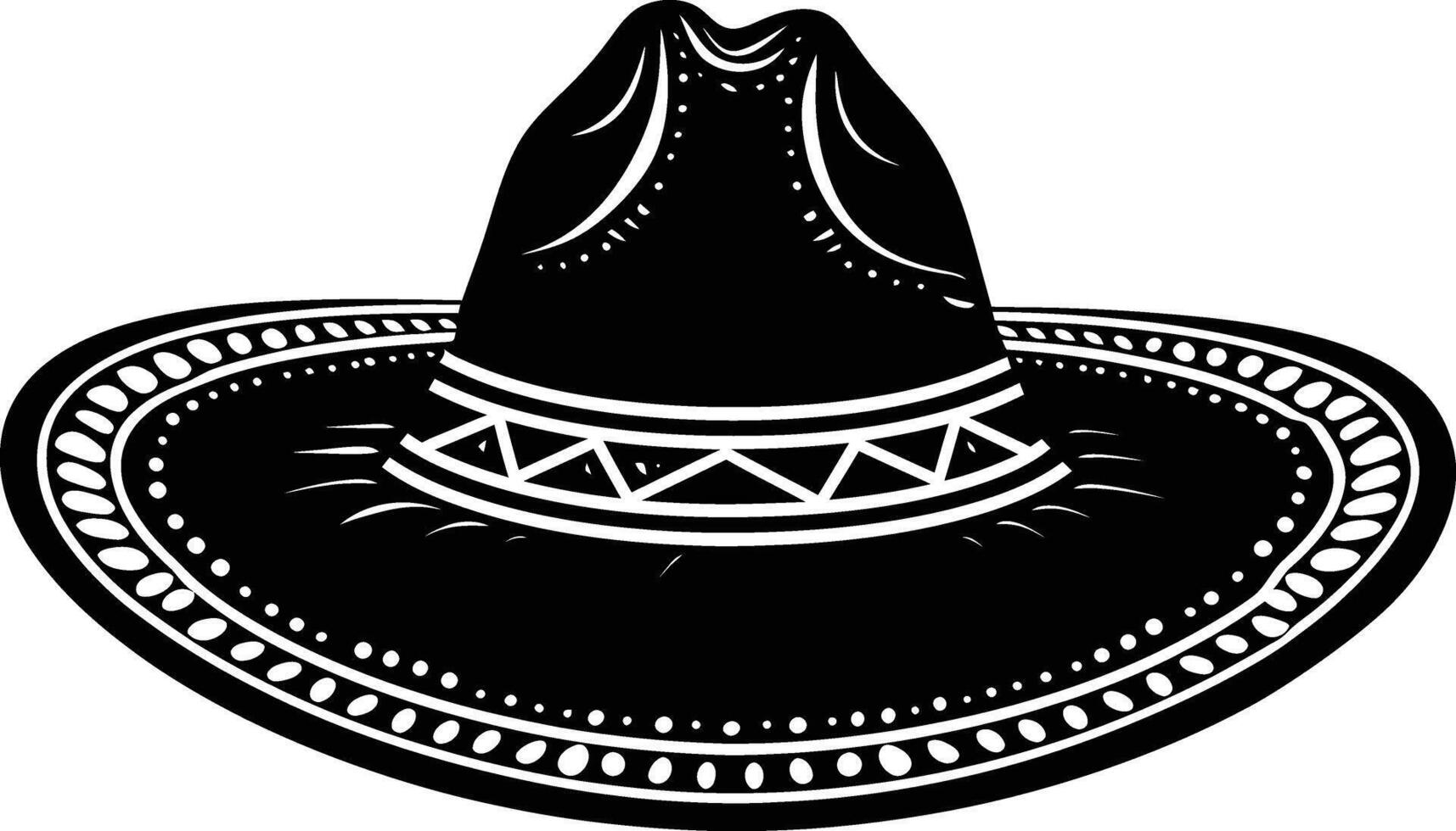 AI generated Silhouette mexican hat sombrero black color only vector