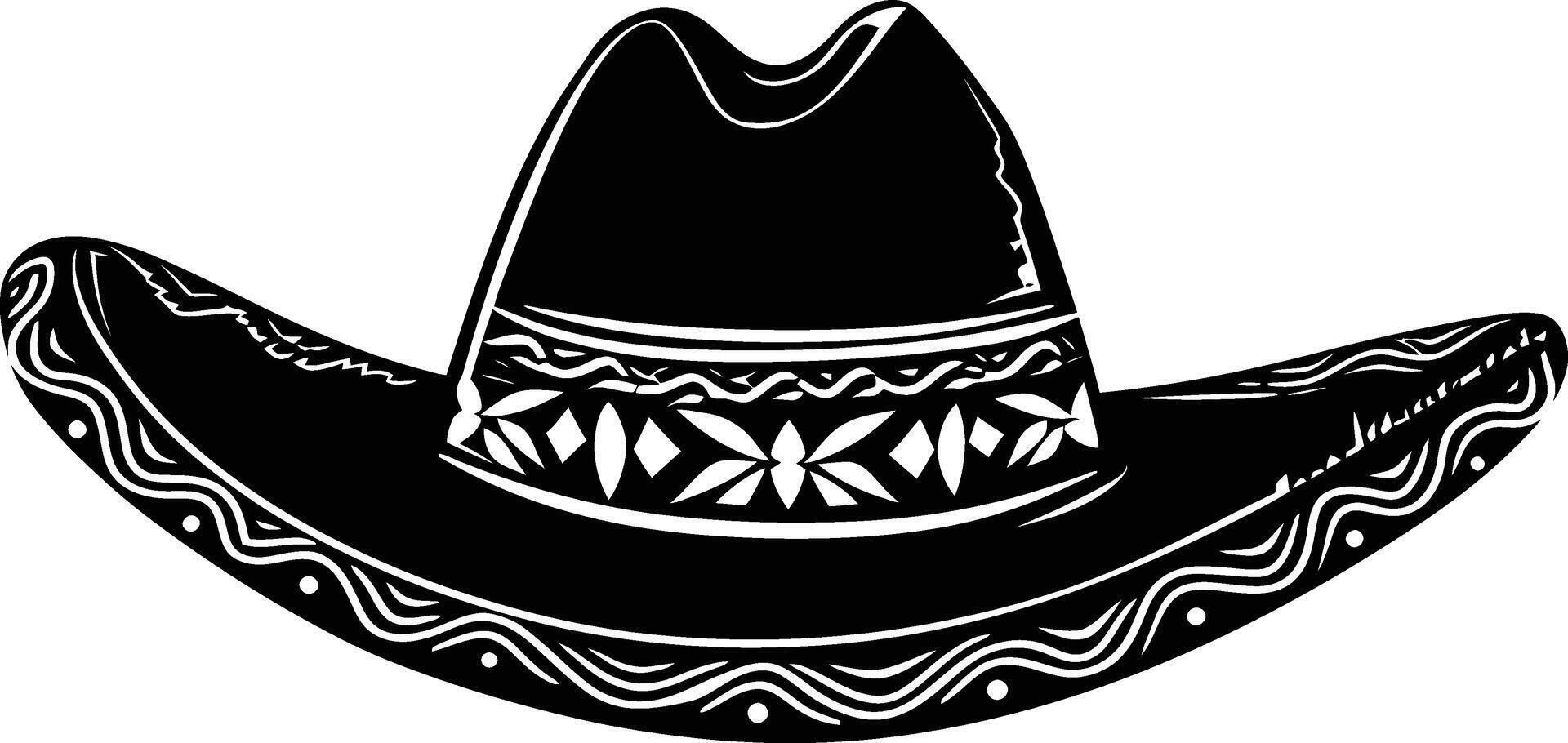 AI generated Silhouette mexican hat sombrero black color only vector