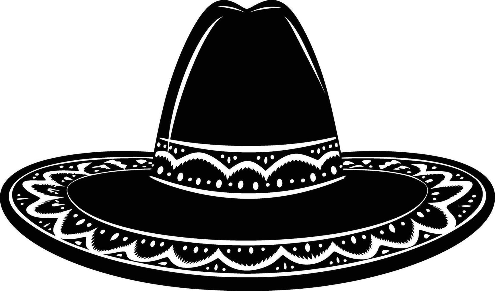 AI generated Silhouette mexican hat sombrero black color only vector