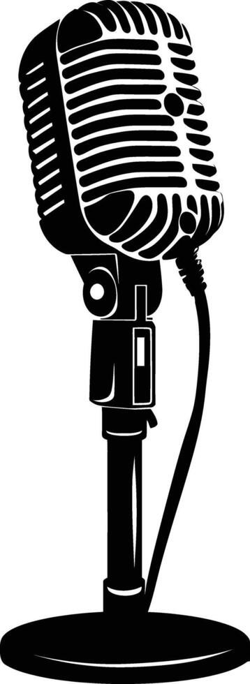 AI generated Silhouette microphone black color only vector