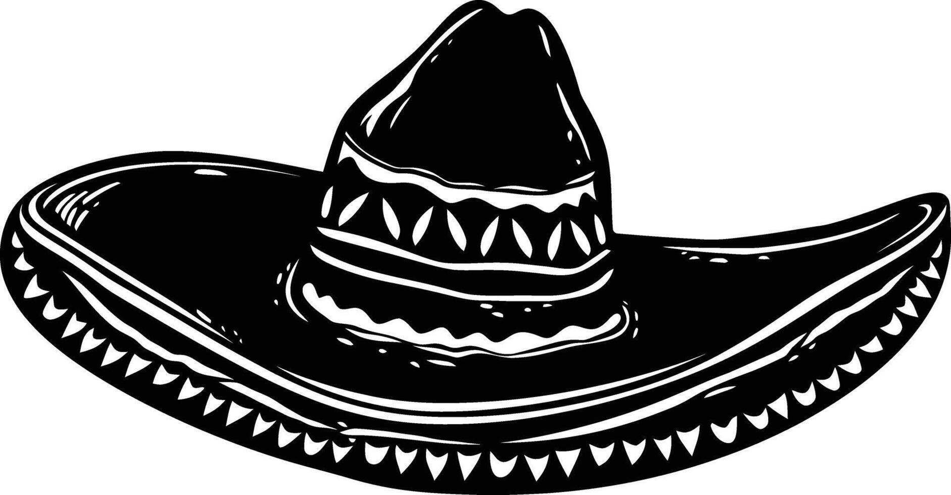 AI generated Silhouette mexican hat sombrero black color only vector