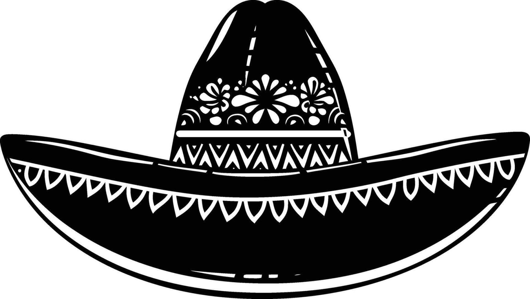 ai generado silueta mexicano sombrero sombrero negro color solamente vector