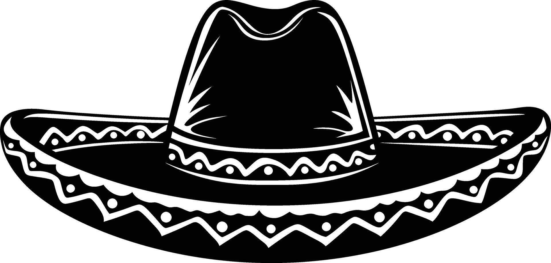 ai generado silueta mexicano sombrero sombrero negro color solamente vector