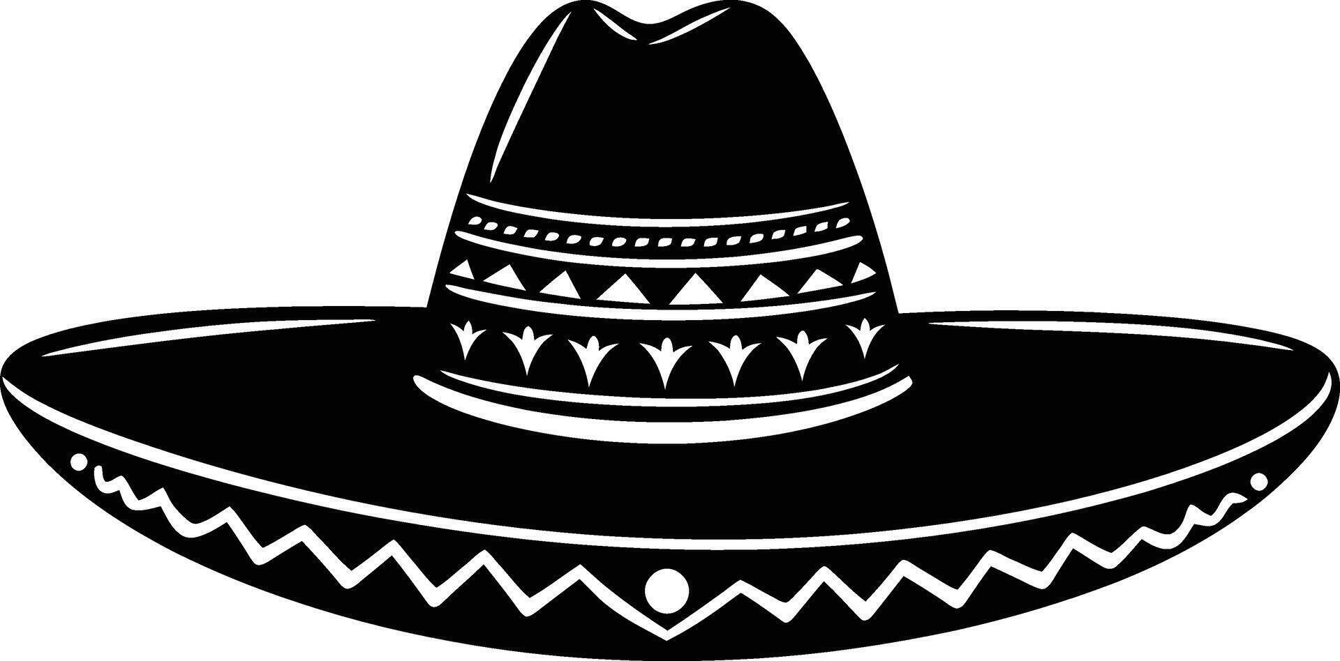 AI generated Silhouette mexican hat sombrero black color only vector