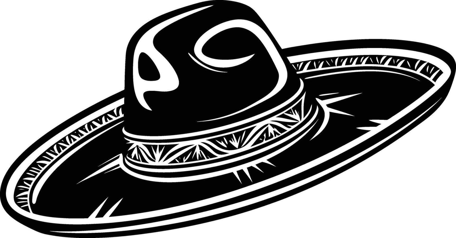 AI generated Silhouette mexican hat sombrero black color only vector